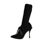 Dolce & Gabbana Black Stiletto Heels Mid Calf Boots Shoes
