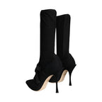 Dolce & Gabbana Black Stiletto Heels Mid Calf Boots Shoes