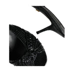 Dolce & Gabbana Black Leather Heels Slides Sandals Shoes