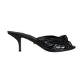 Dolce & Gabbana Black Leather Heels Slides Sandals Shoes