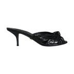 Dolce & Gabbana Black Leather Heels Slides Sandals Shoes