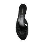Dolce & Gabbana Black Leather Heels Slides Sandals Shoes