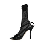 Dolce & Gabbana Black Mesh Stiletto Heels Sandals Shoes