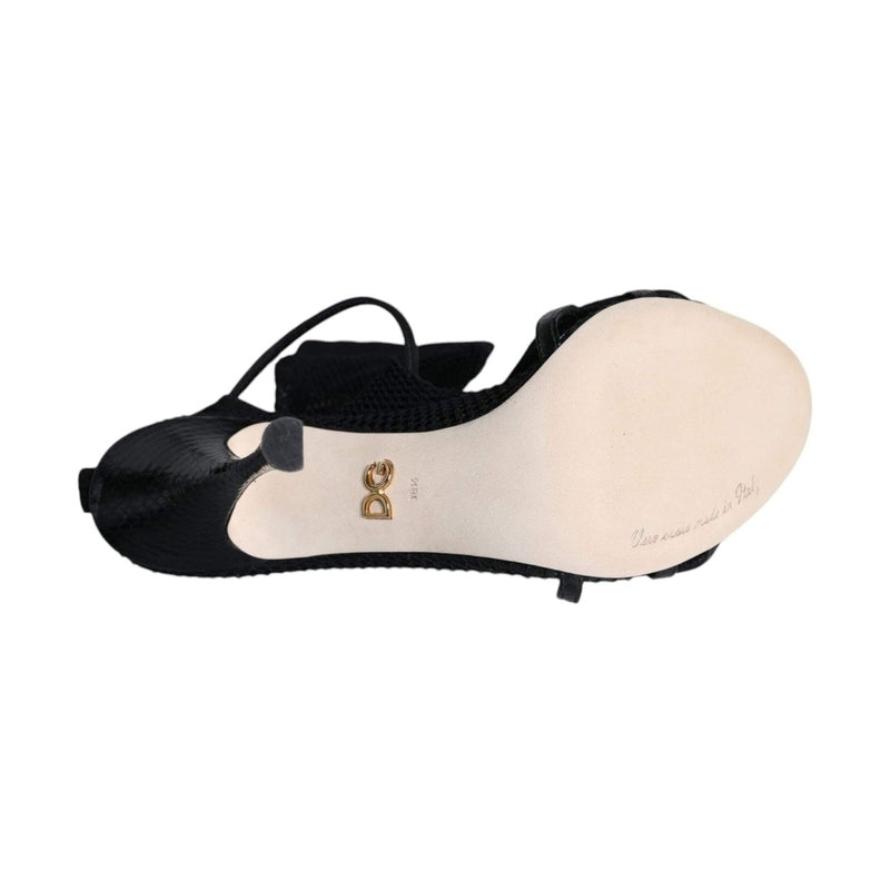 Dolce & Gabbana Black Mesh Stiletto Heels Sandals Shoes