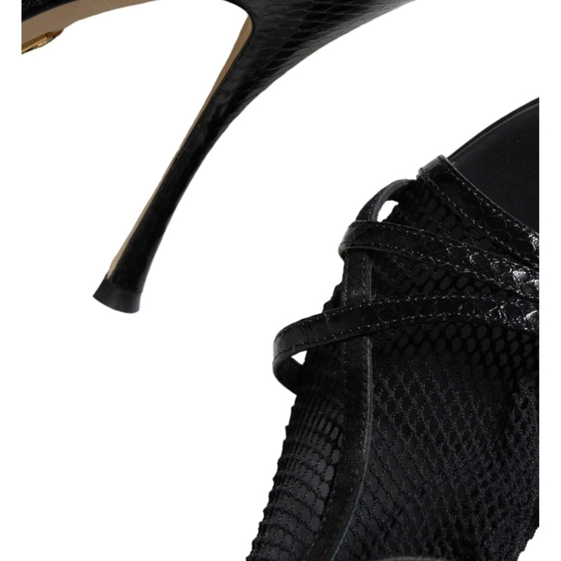 Dolce & Gabbana Black Mesh Stiletto Heels Sandals Shoes