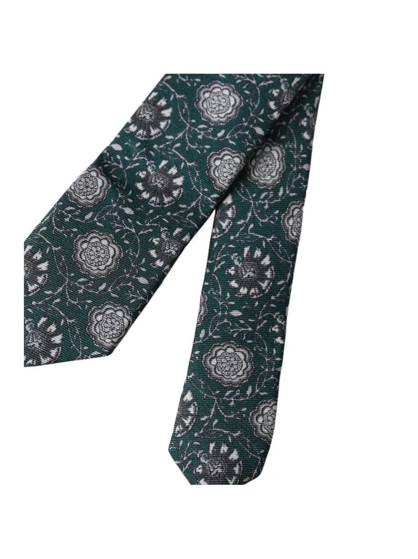 Dolce & Gabbana Green Floral Print Silk Adjustable Men Tie