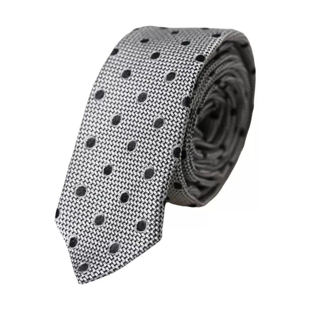 Dolce & Gabbana Black White Dot Fantasy Silk Adjustable Men Tie