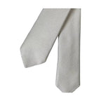 Dolce & Gabbana White Solid 100% Silk Adjustable Tie