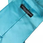Dolce & Gabbana Light Blue Satin Silk Wide Adjustable Men Tie