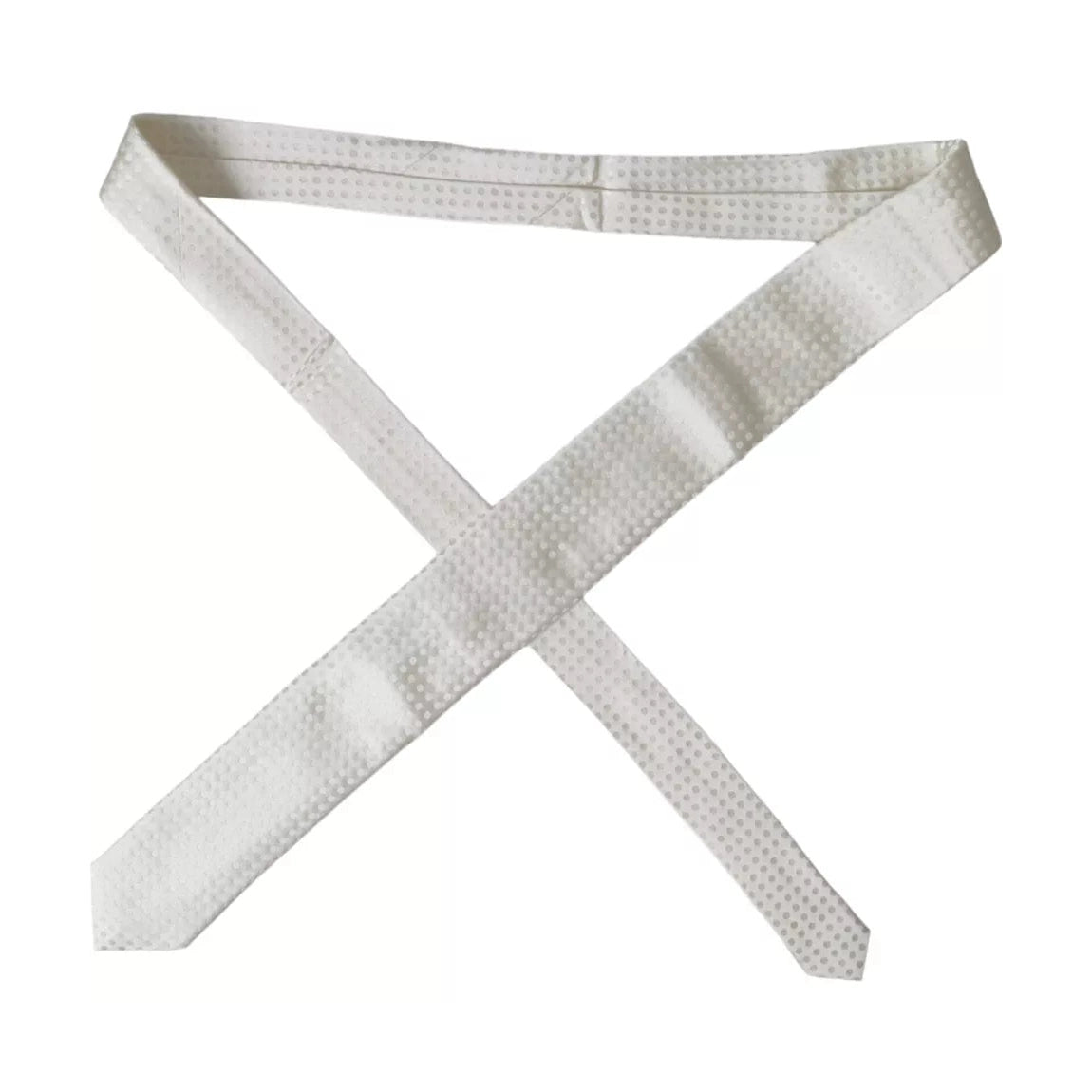 Dolce & Gabbana White Dotted Silk Classic Adjustable Men Tie