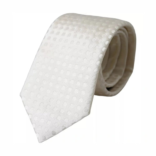 Dolce & Gabbana White Dotted Silk Classic Adjustable Men Tie