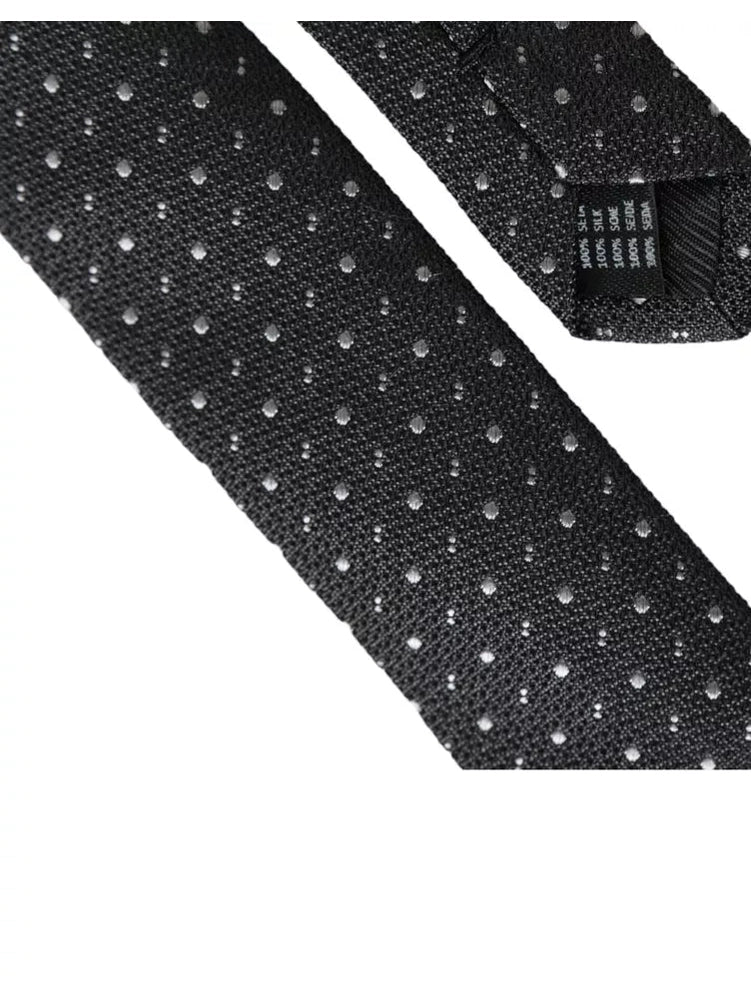 Dolce & Gabbana Black Polka Dot Silk Adjustable Men Tie
