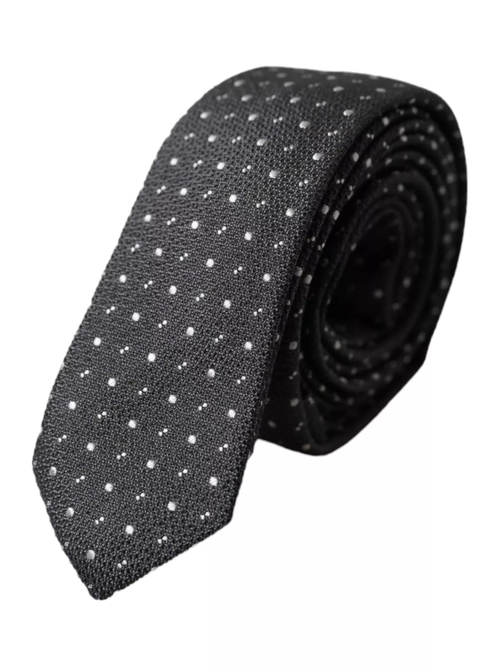 Dolce & Gabbana Black Polka Dot Silk Adjustable Men Tie