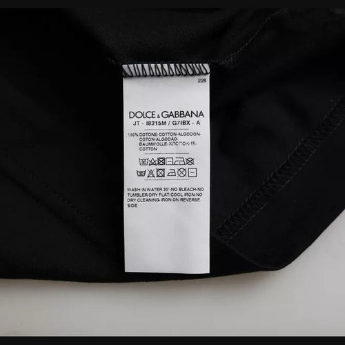 Black Cotton Round Neck Short Sleeves Men T-shirt