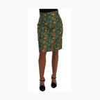 Dolce & Gabbana Multicolor Jacquard Straight Pencil Skirt