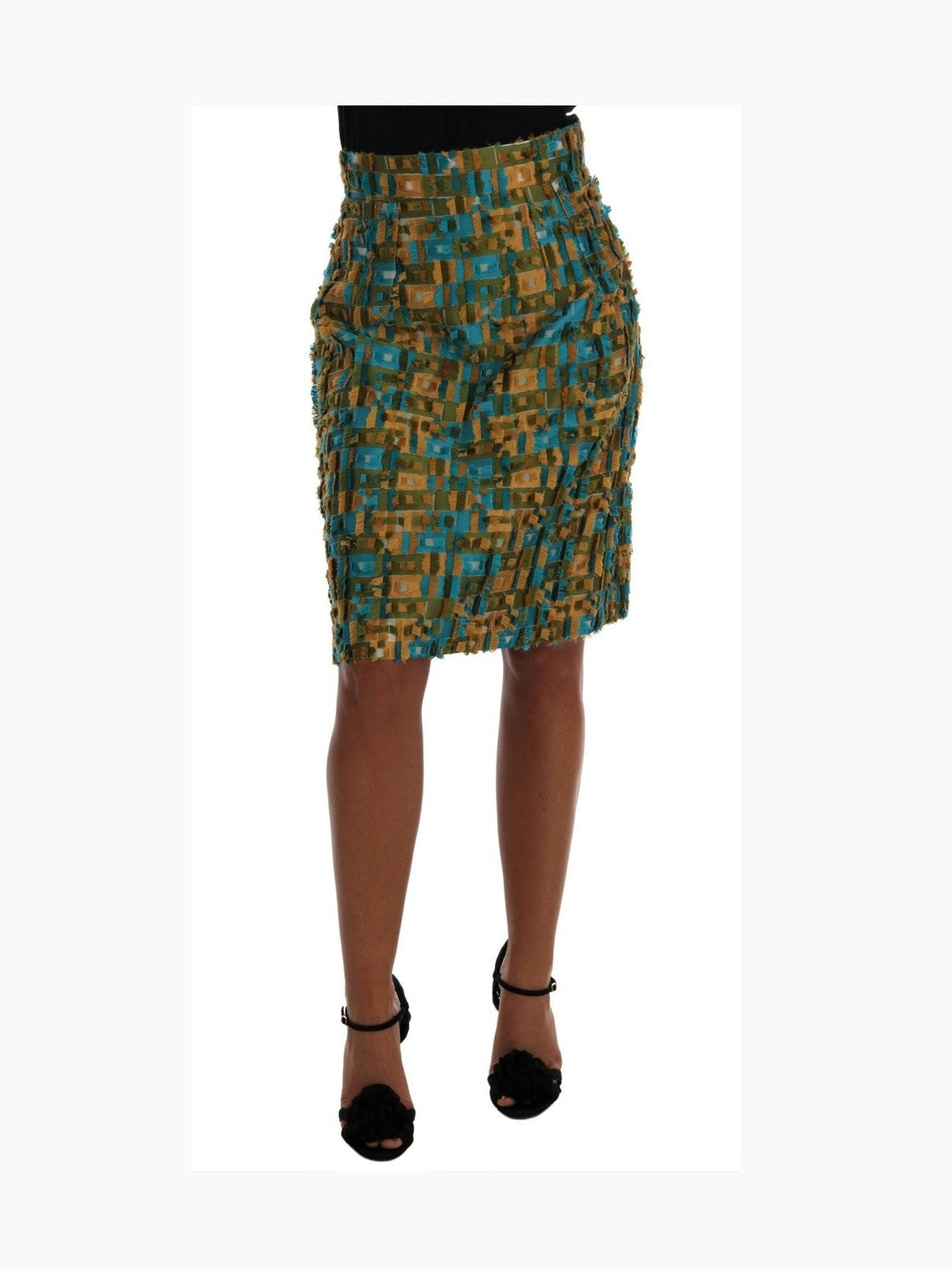 Dolce & Gabbana Multicolor Jacquard Straight Pencil Skirt