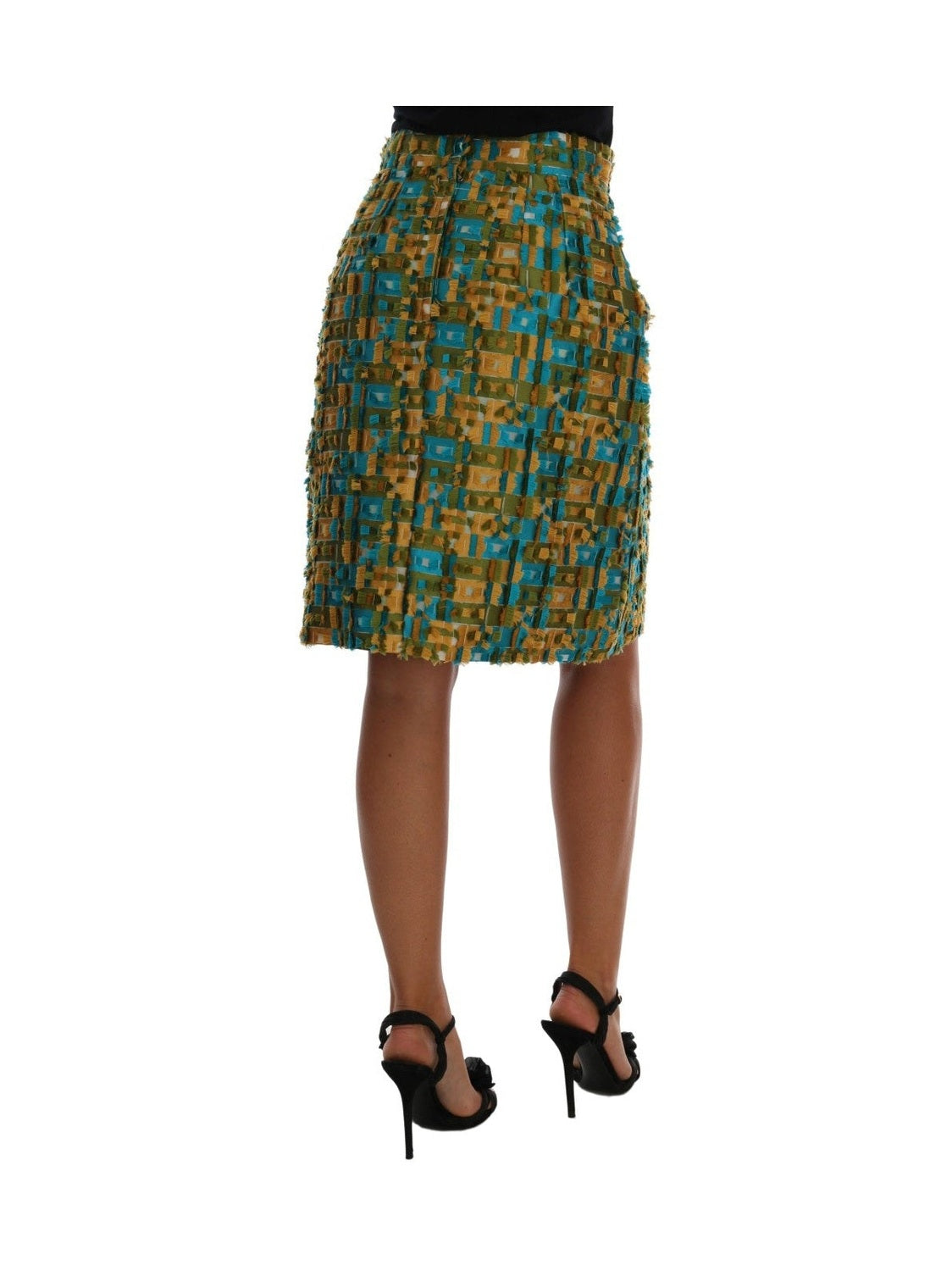 Dolce & Gabbana Multicolor Jacquard Straight Pencil Skirt