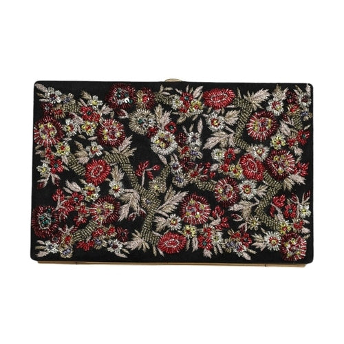 Dolce & Gabbana Multicolor Floral Gold Frame Clutch Evening Purse Bag