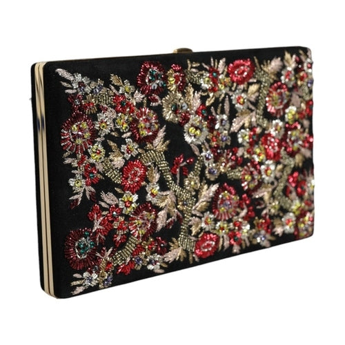 Dolce & Gabbana Multicolor Floral Gold Frame Clutch Evening Purse Bag