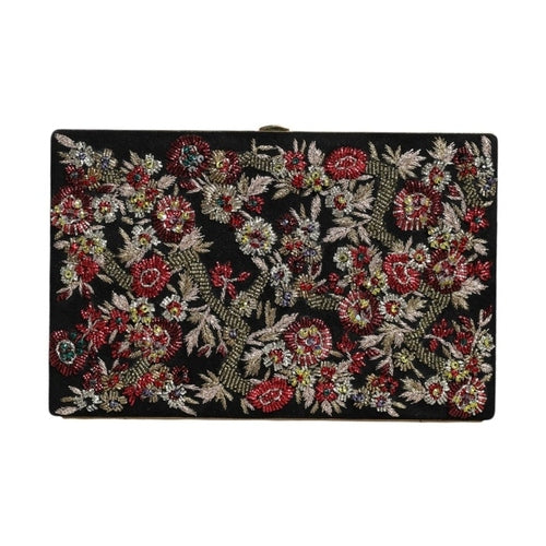 Dolce & Gabbana Multicolor Floral Gold Frame Clutch Evening Purse Bag