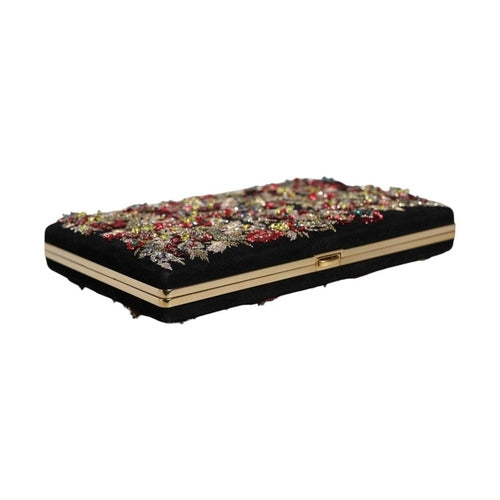Dolce & Gabbana Multicolor Floral Gold Frame Clutch Evening Purse Bag