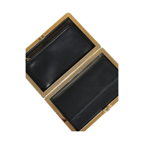 Dolce & Gabbana Blue Velvet Gold Frame Clutch Evening Party Purse Bag