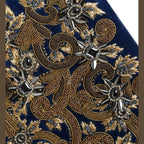 Dolce & Gabbana Blue Velvet Gold Frame Clutch Evening Party Purse Bag