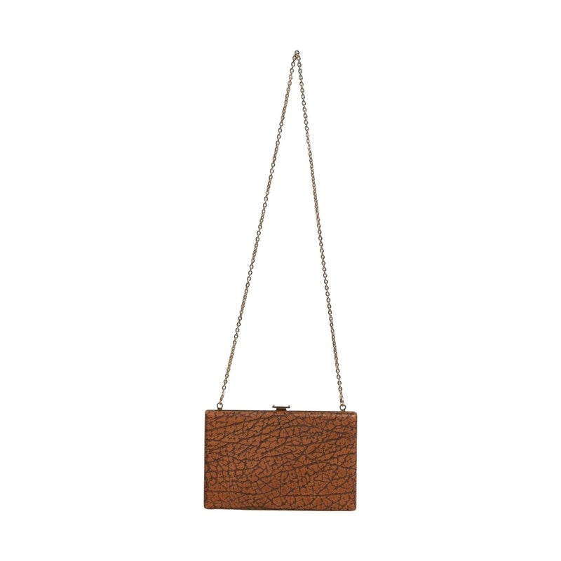 Dolce & Gabbana Brown Leather Gold Frame Clutch Mini Crossbody Bag