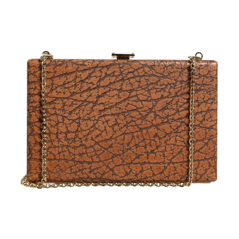 Dolce & Gabbana Brown Leather Gold Frame Clutch Mini Crossbody Bag