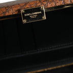 Dolce & Gabbana Brown Leather Gold Frame Clutch Mini Crossbody Bag