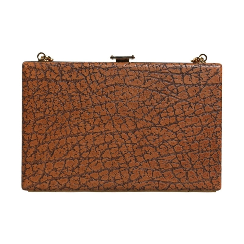 Dolce & Gabbana Brown Leather Gold Frame Clutch Mini Crossbody Bag