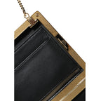 Dolce & Gabbana Brown Leather Gold Frame Clutch Mini Crossbody Bag