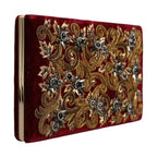 Dolce & Gabbana Red Velvet Gold Frame Clutch Evening Party Purse Bag