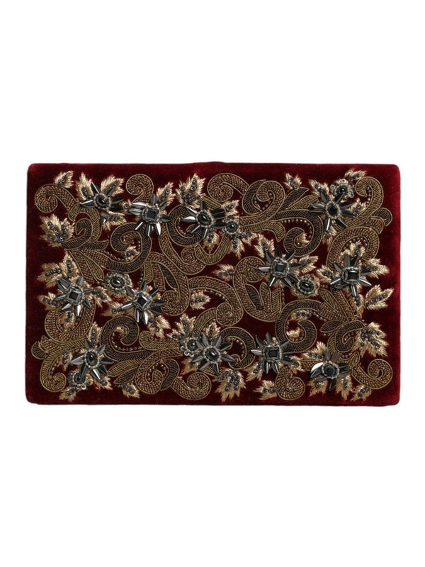 Dolce & Gabbana Red Velvet Gold Frame Clutch Evening Party Purse Bag
