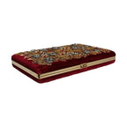 Dolce & Gabbana Red Velvet Gold Frame Clutch Evening Party Purse Bag