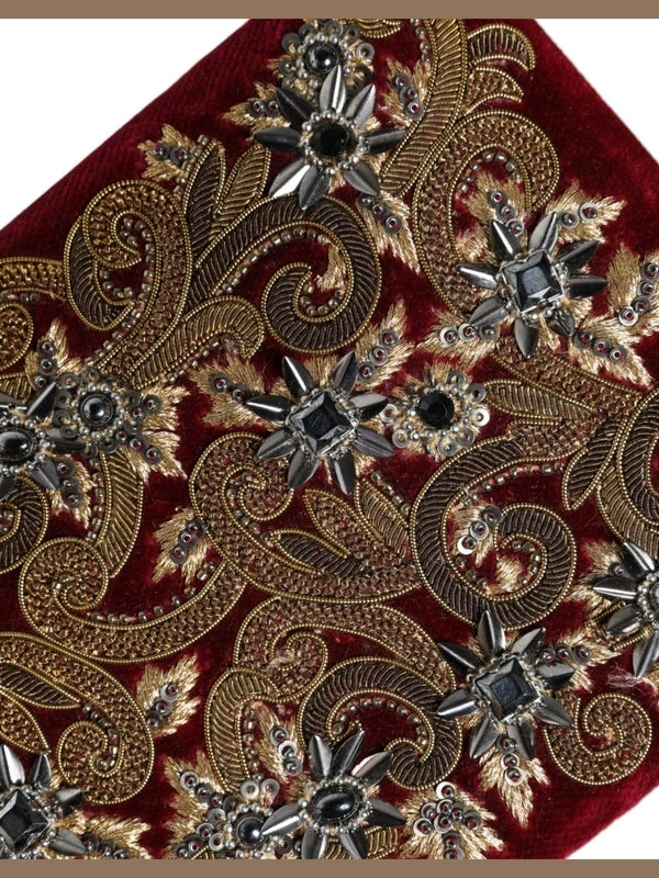 Dolce & Gabbana Red Velvet Gold Frame Clutch Evening Party Purse Bag