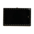 Dolce & Gabbana Black Leather Studs Gold Frame Clutch Evening Purse Bag