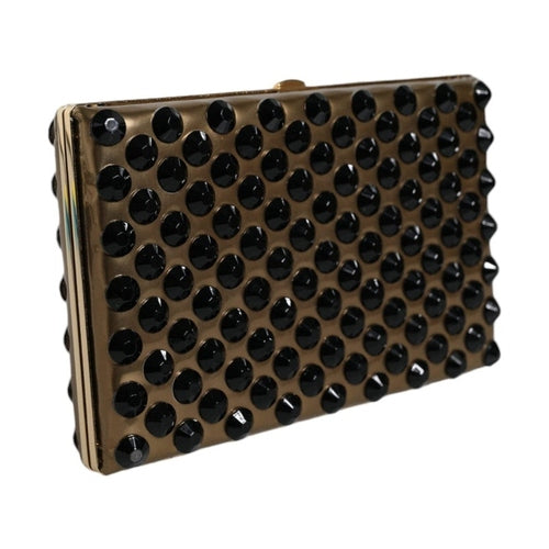 Dolce & Gabbana Gold Crystal Bifold Clutch Evening Party Women Purse Bag