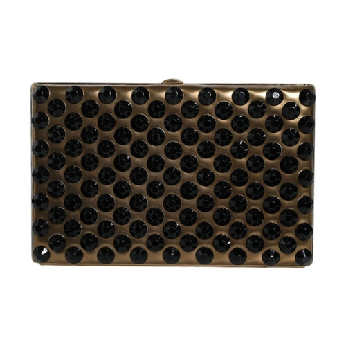 Dolce & Gabbana Gold Crystal Bifold Clutch Evening Party Women Purse Bag