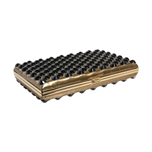 Dolce & Gabbana Gold Crystal Bifold Clutch Evening Party Women Purse Bag
