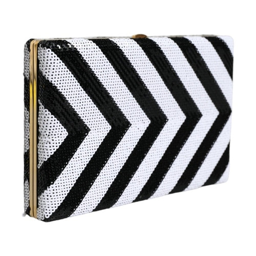 Dolce & Gabbana Black White Gold Frame Clutch Evening Party Purse Bag