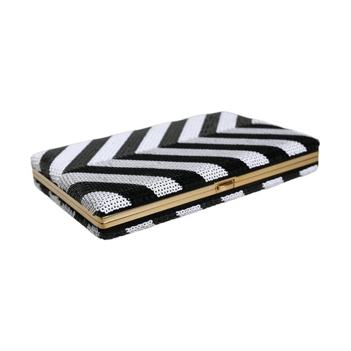 Dolce & Gabbana Black White Gold Frame Clutch Evening Party Purse Bag