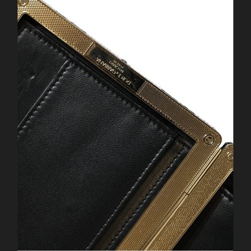 Dolce & Gabbana Black White Gold Frame Clutch Evening Party Purse Bag