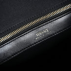 Versace Black Top Handle Canvas Leather Logo Crossbody Tote Bag
