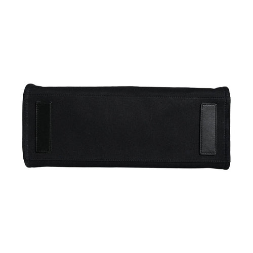 Versace Black Top Handle Canvas Leather Logo Crossbody Tote Bag