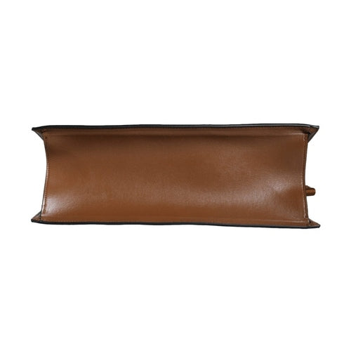 Versace Brown Top Handle Jacquard Leather Logo Crossbody Tote Bag