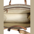 Versace Brown Top Handle Jacquard Leather Logo Crossbody Tote Bag