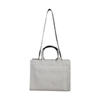 Versace White Top Handle Canvas Leather Logo Crossbody Tote Bag