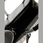 Versace White Top Handle Canvas Leather Logo Crossbody Tote Bag