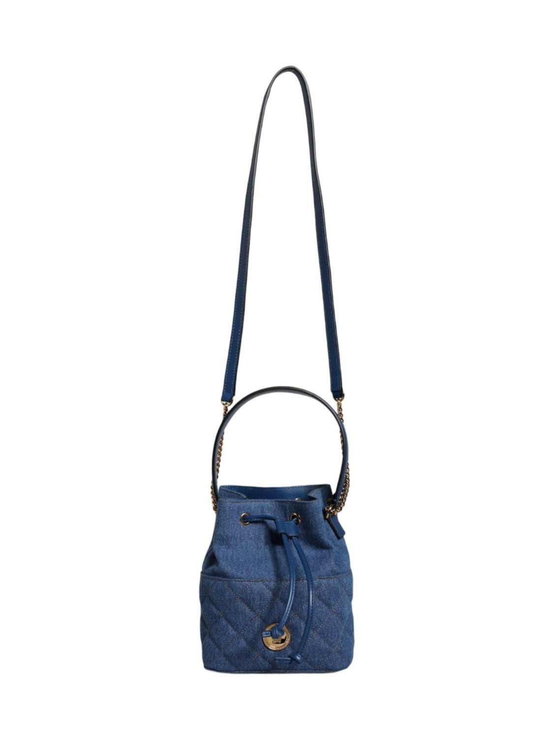 Versace Blue Quilted Denim Leather Crossbody Shoulder Bag